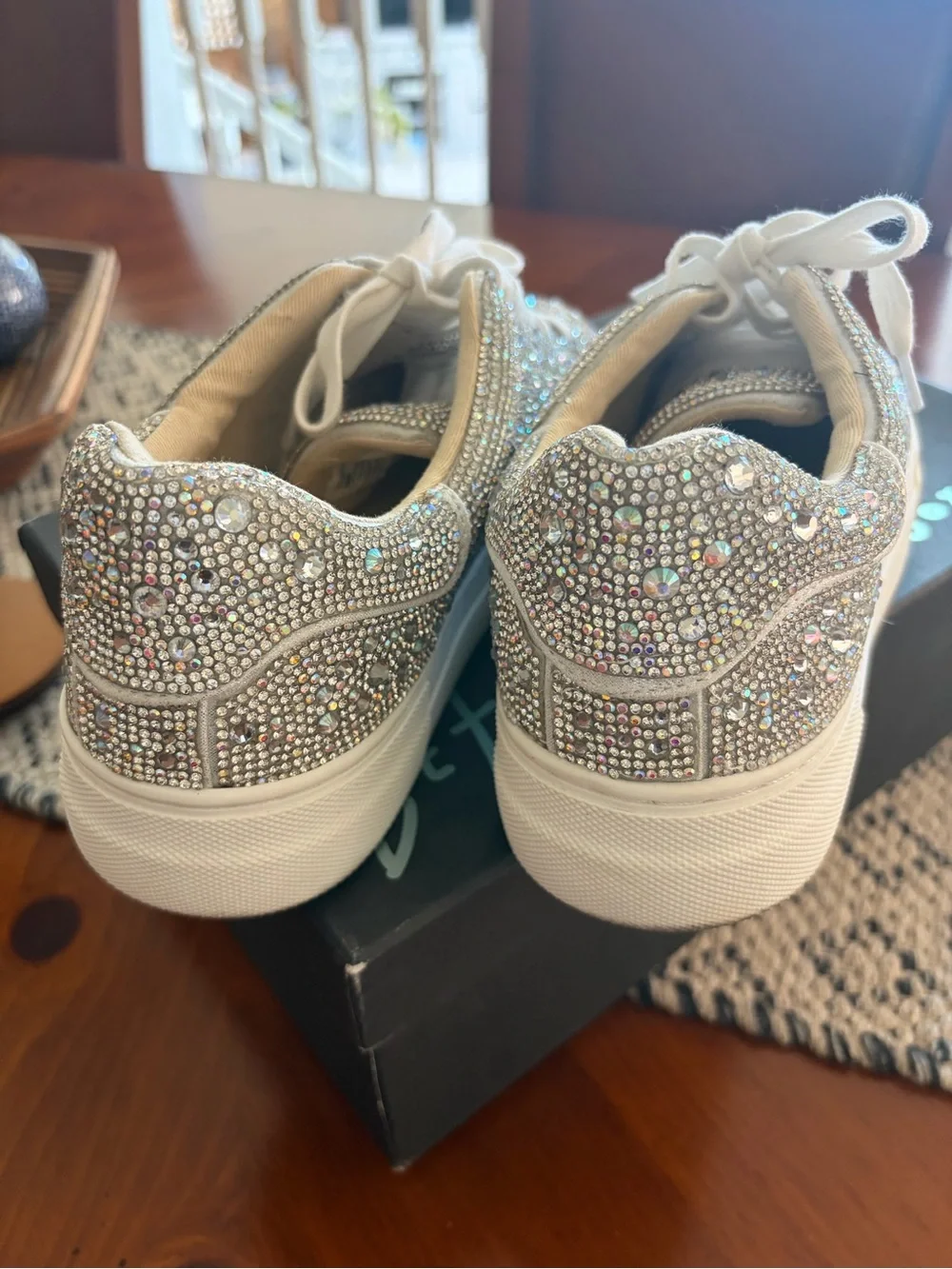 Dazzling Betsey Johnson Sidny Rhinestone Sneakers all-over crystal pave